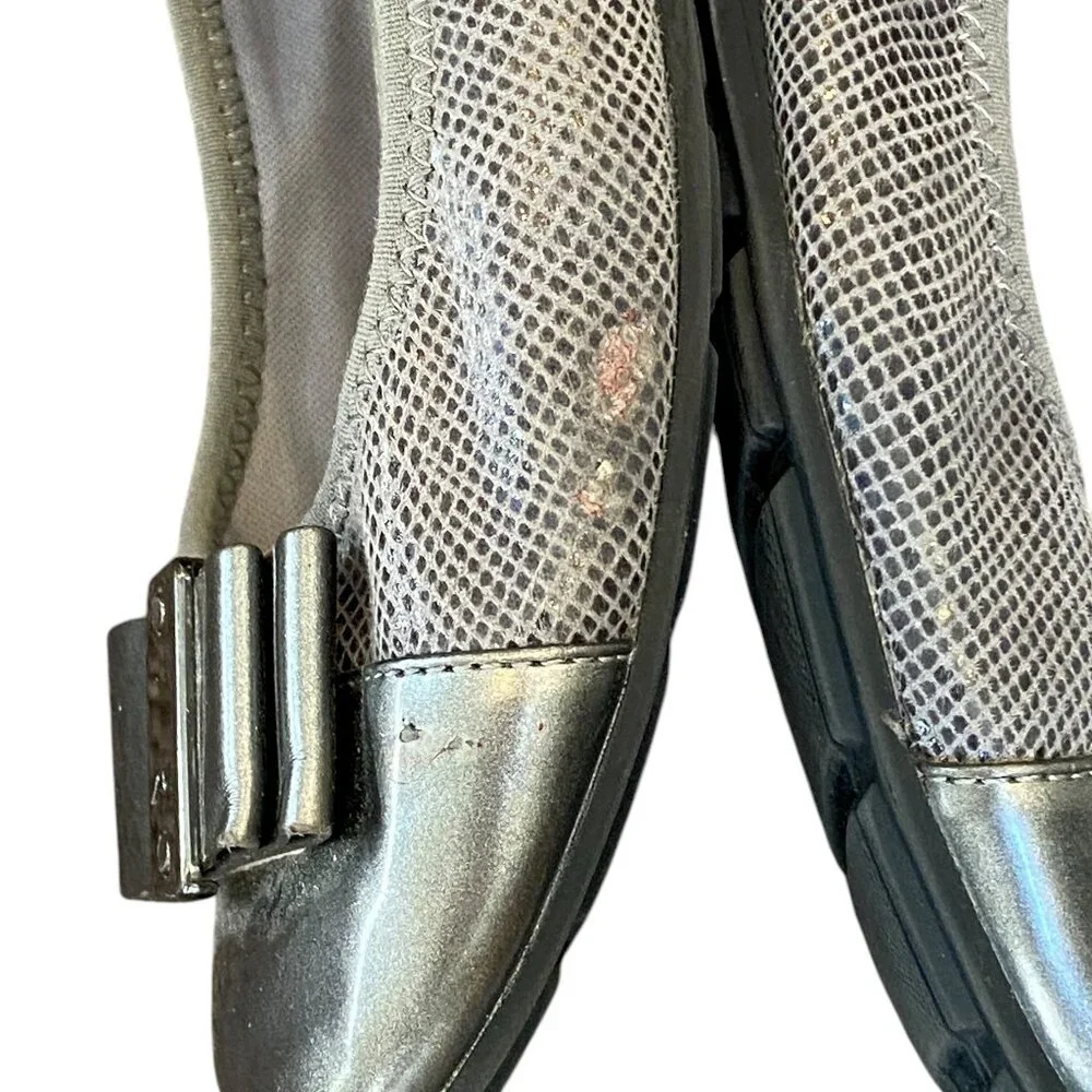 AK Anne Klein‎ Sport Metallic Silver Ballet Flats Sz 7 #330K